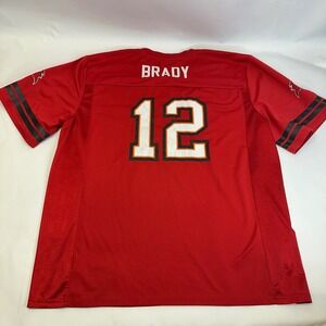 NFL‎ Team Apparel Tampa Bay Buccaneers Tom Brady 12 Jersey Mens 2XL Red Mesh
